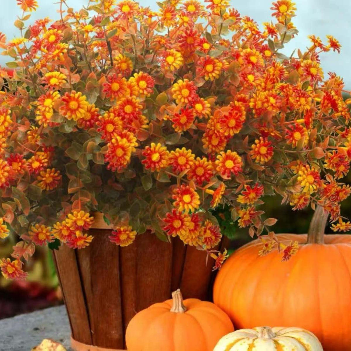 Autumn Artificial Flowers for Home Garden Outdoor Decor - Fake Faux Floral Arrangements