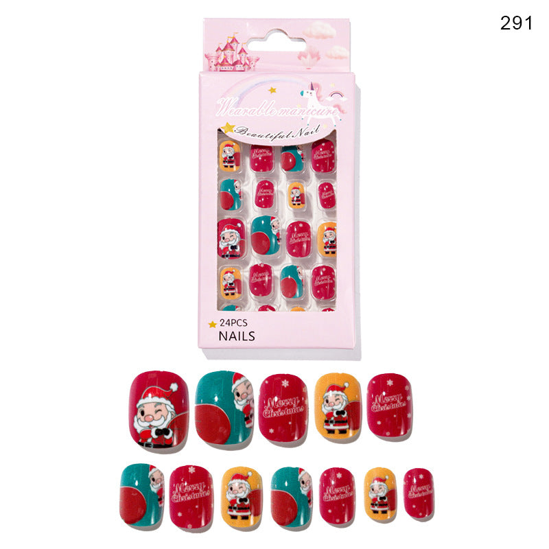 Christmas Kids Nail Stickers 24 Pieces Wearable Nail Art for Children