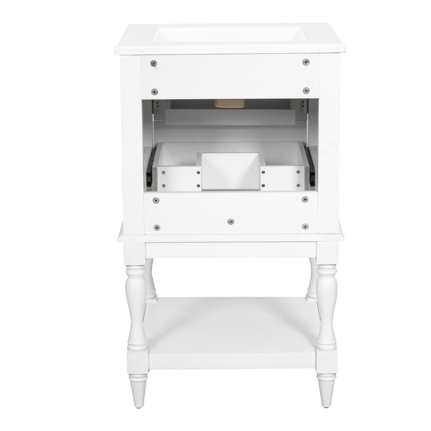 20'' White Bathroom Vanity with Ceramic Sink & Storage Cabinet