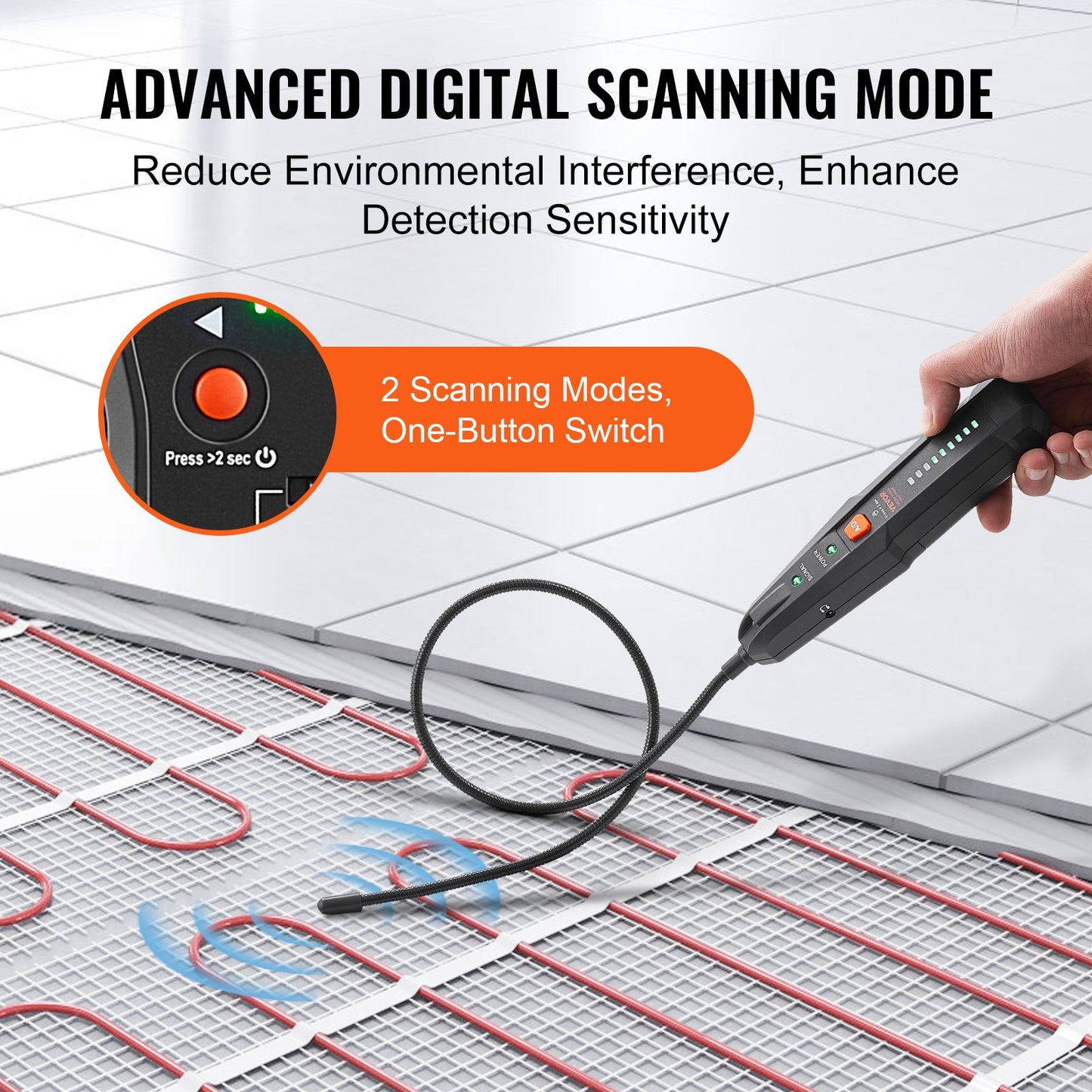 Underground Cable Locator Tool Set - 6.5 Ft Depth, 3280 Ft Range, Wire Tracer and Break Detector with Earphone