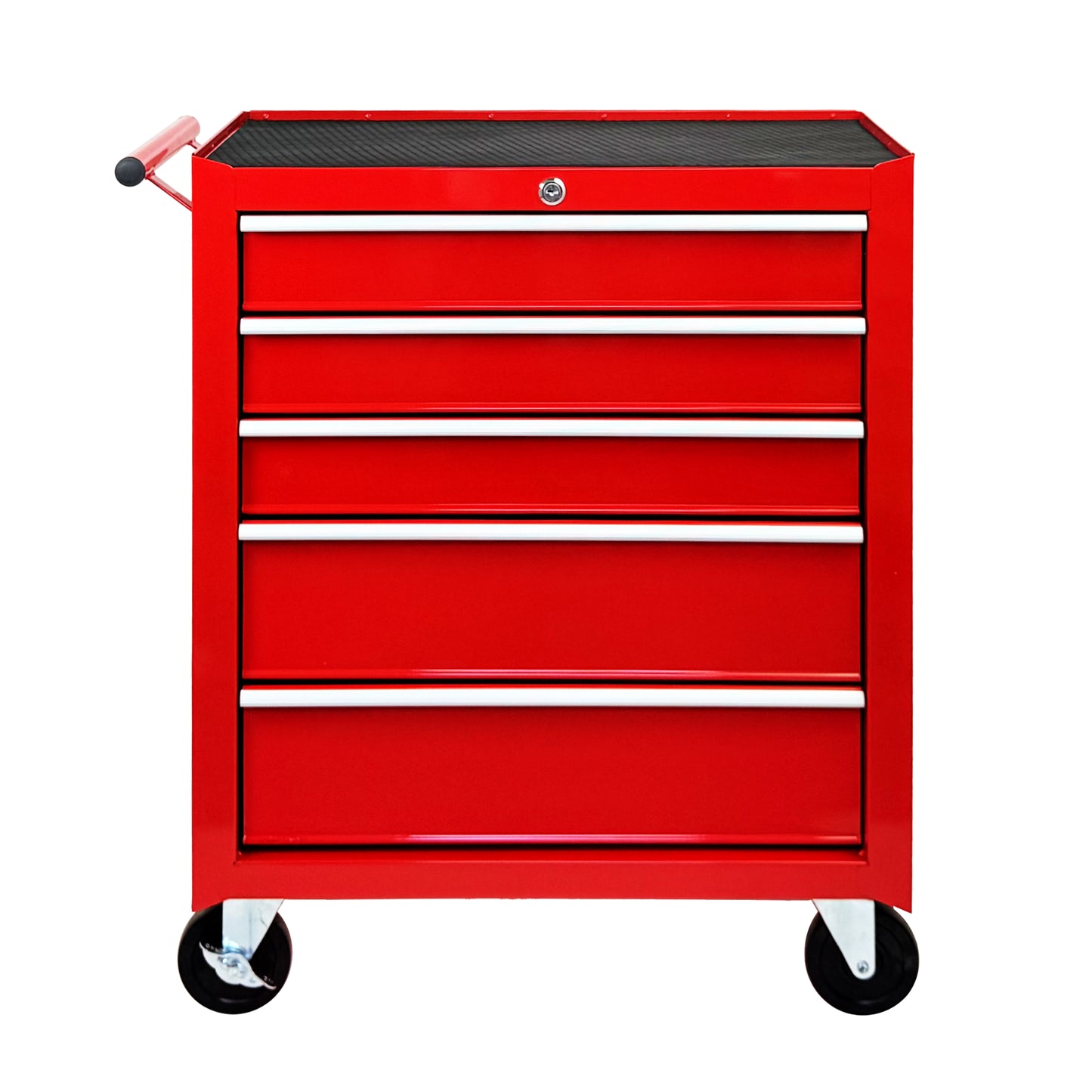 5-Drawer Rolling Tool Chest with Lock & Key, Steel Storage Cabinet, Red
