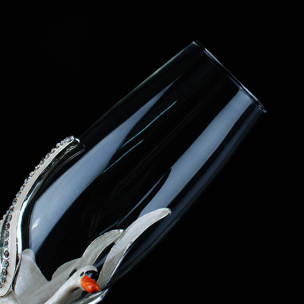 Crystal Swan Champagne Cup - White Glass Drinkware for Special Occasions