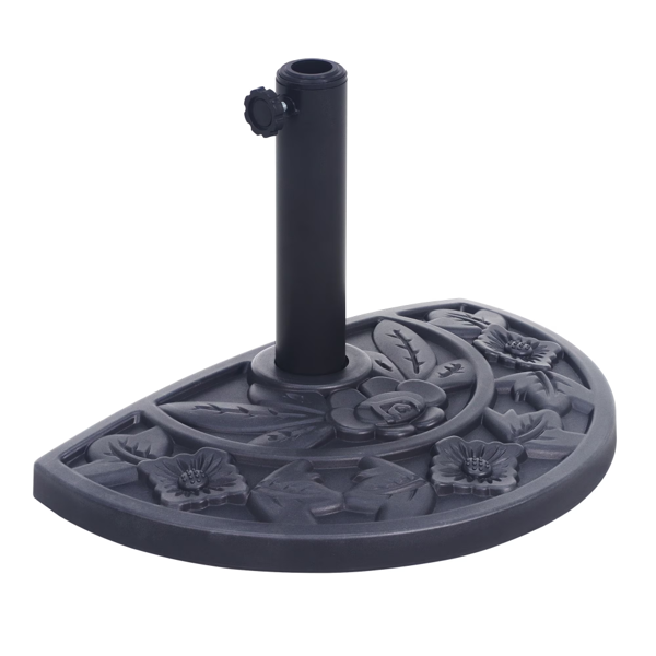 20 Lb Black Half Round Rose Pattern Outdoor Umbrella Base Stand for Patio Garden