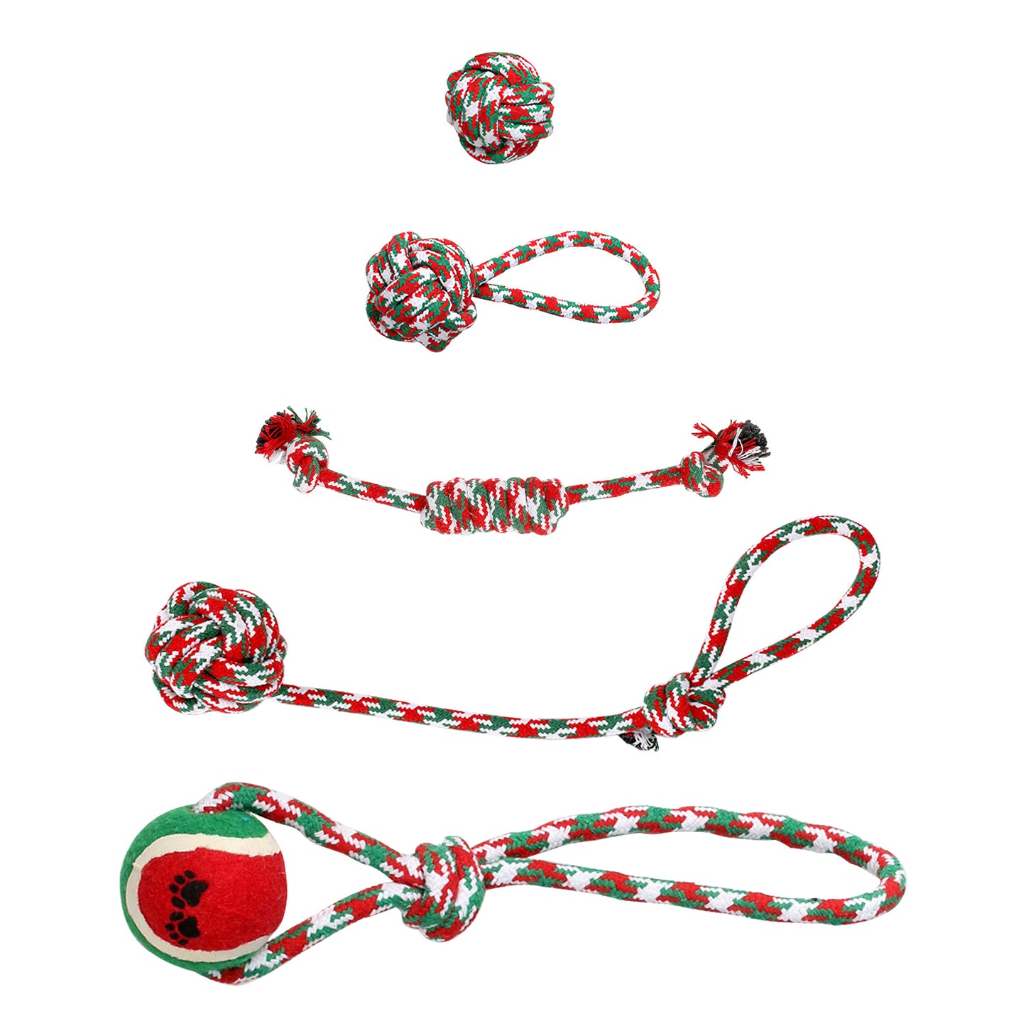 Christmas Dog Rope Chew Toys Set - Interactive Puppy Teething Toys for Small & Medium Dogs