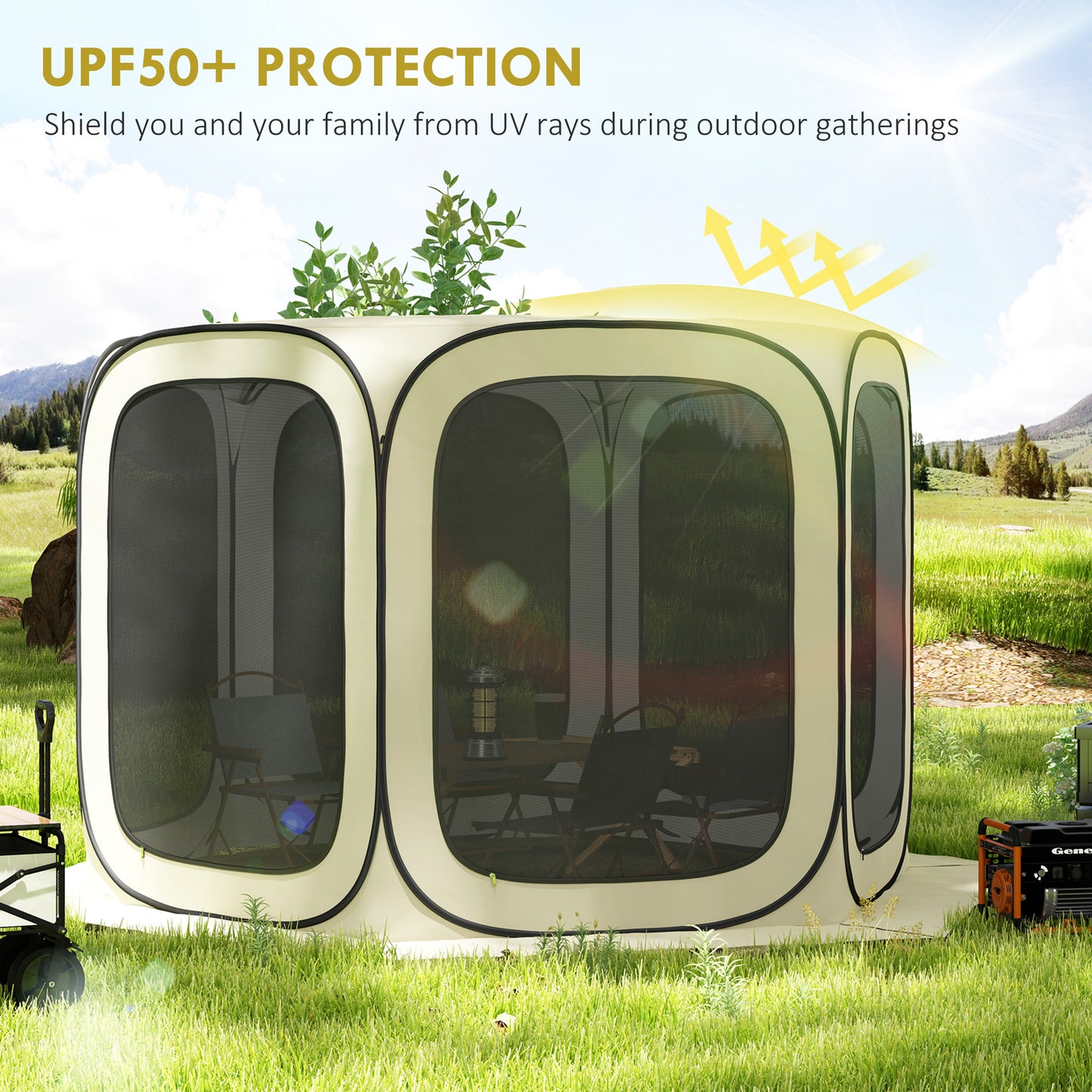 11x11ft Portable Pop Up Gazebo Screen Tent - Beige