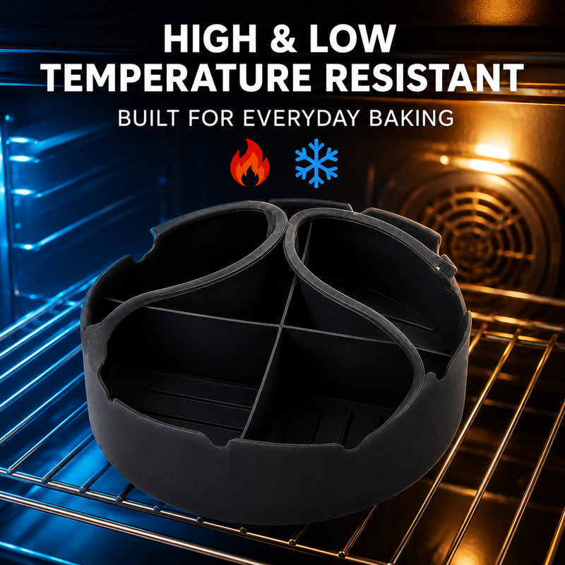Food Grade Silicone Divided Baking Pan for Air Fryers and Ovens - Reusable Non-Stick Tray