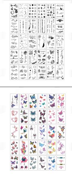 60 Tattoo Stickers Set for Body Art, Temporary Tattoos for Skin