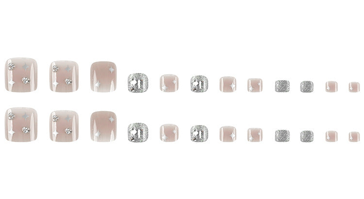Diamond Embedded Star Nail Stickers - Detachable Toenail Art Decals
