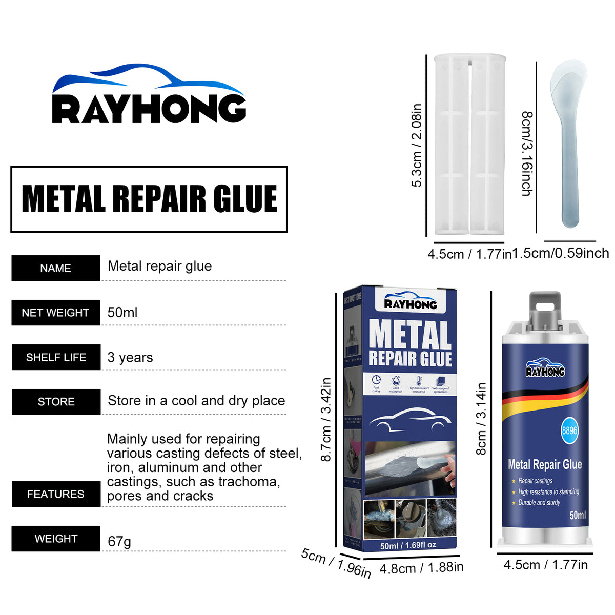 Metal Casting Adhesive 50ml Set for Kitchen Storage - Strong Bonding