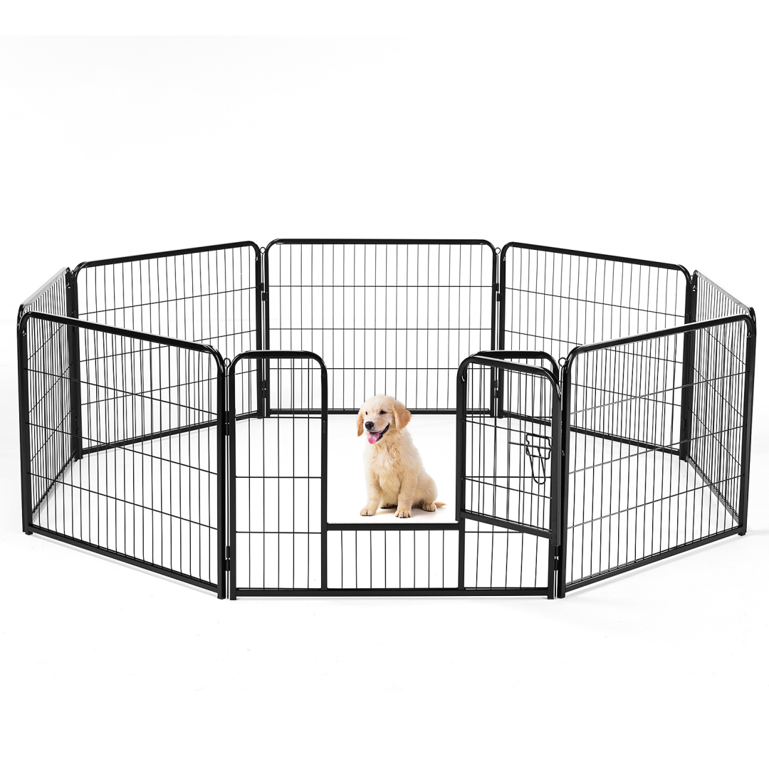 Indoor Outdoor Metal Dog Playpen Fence with Door - Multiple Sizes & Configurations