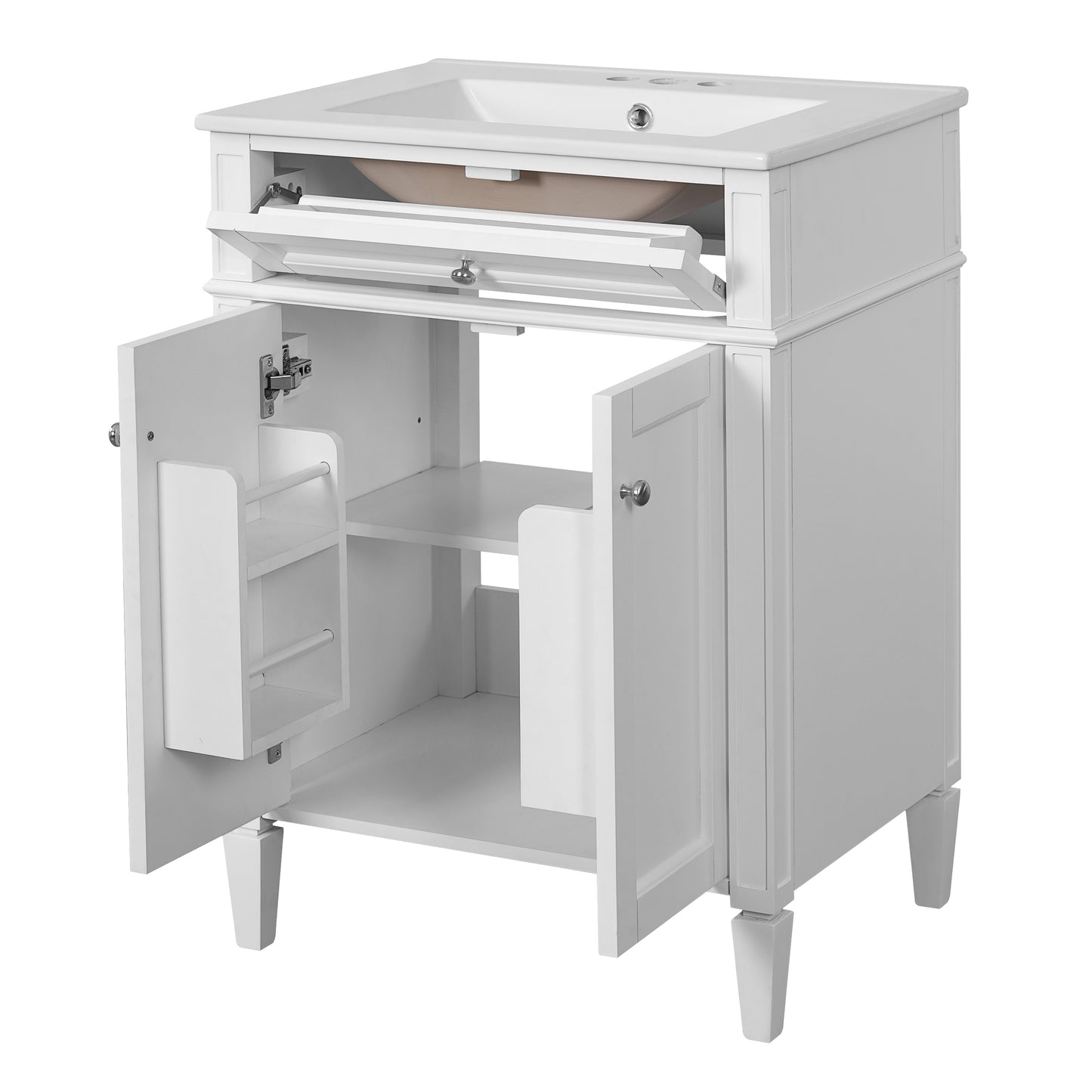 24" Bathroom Vanity with Sink, Soft-Close Doors & Storage
