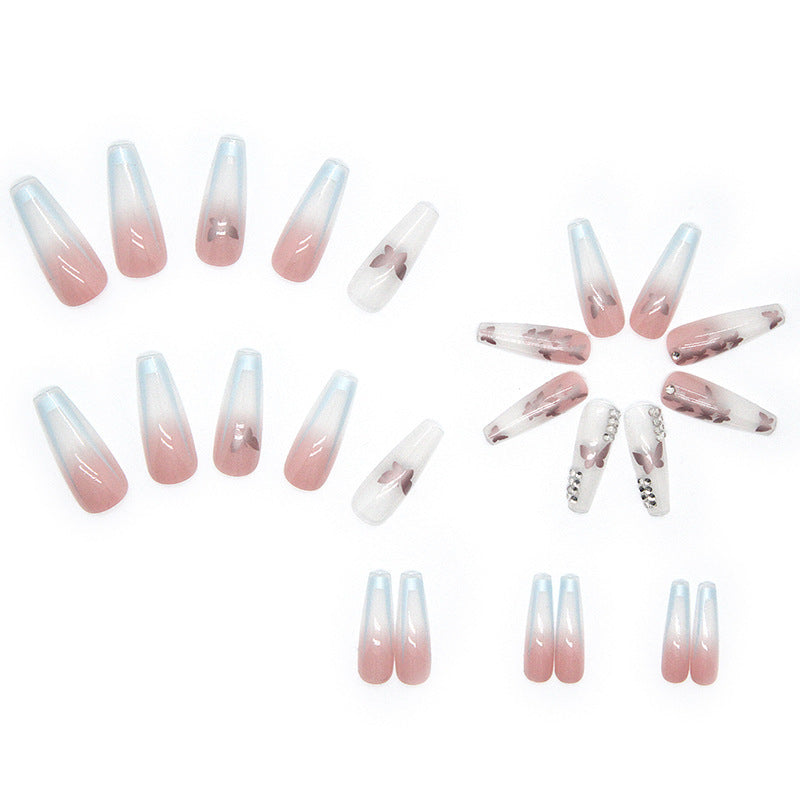 Butterfly Nail Art Stickers with Glue - Trapezoid Nail Tips, 19g