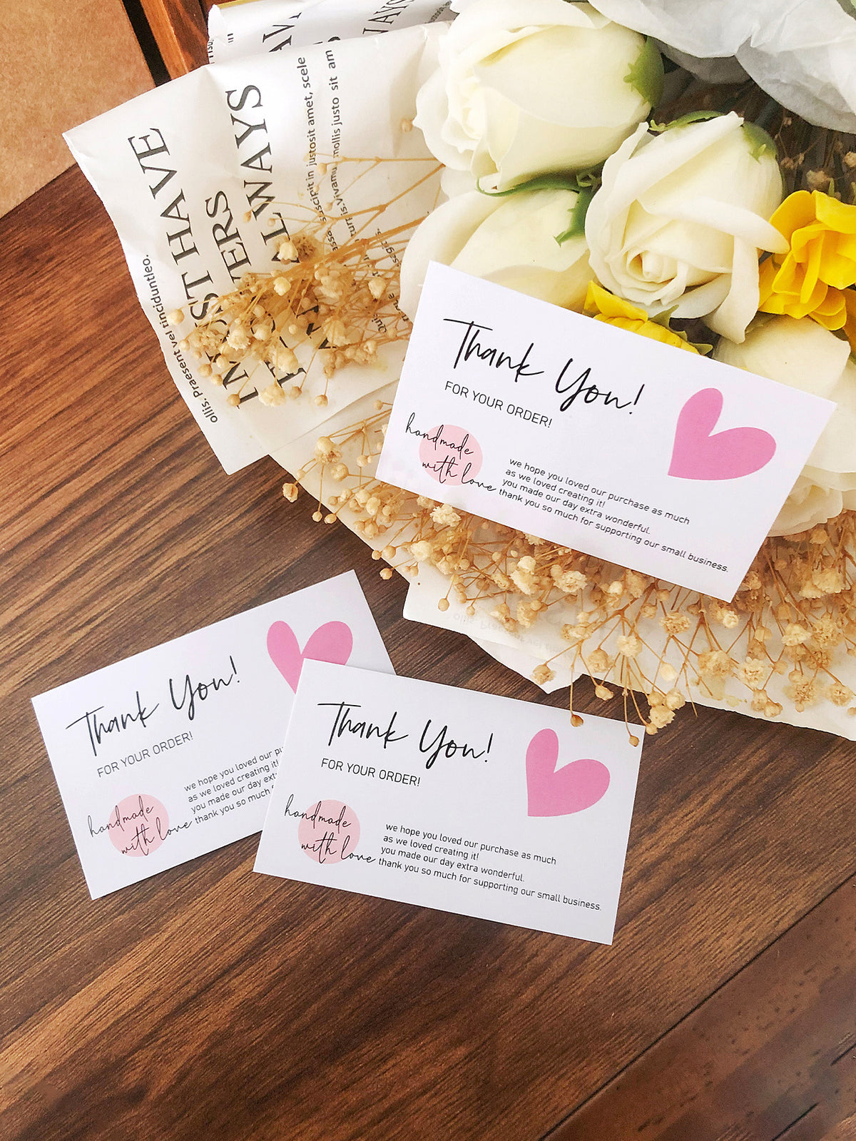 Thank You Greeting Cards Set for Weddings Parties & Holidays - 50 Pack