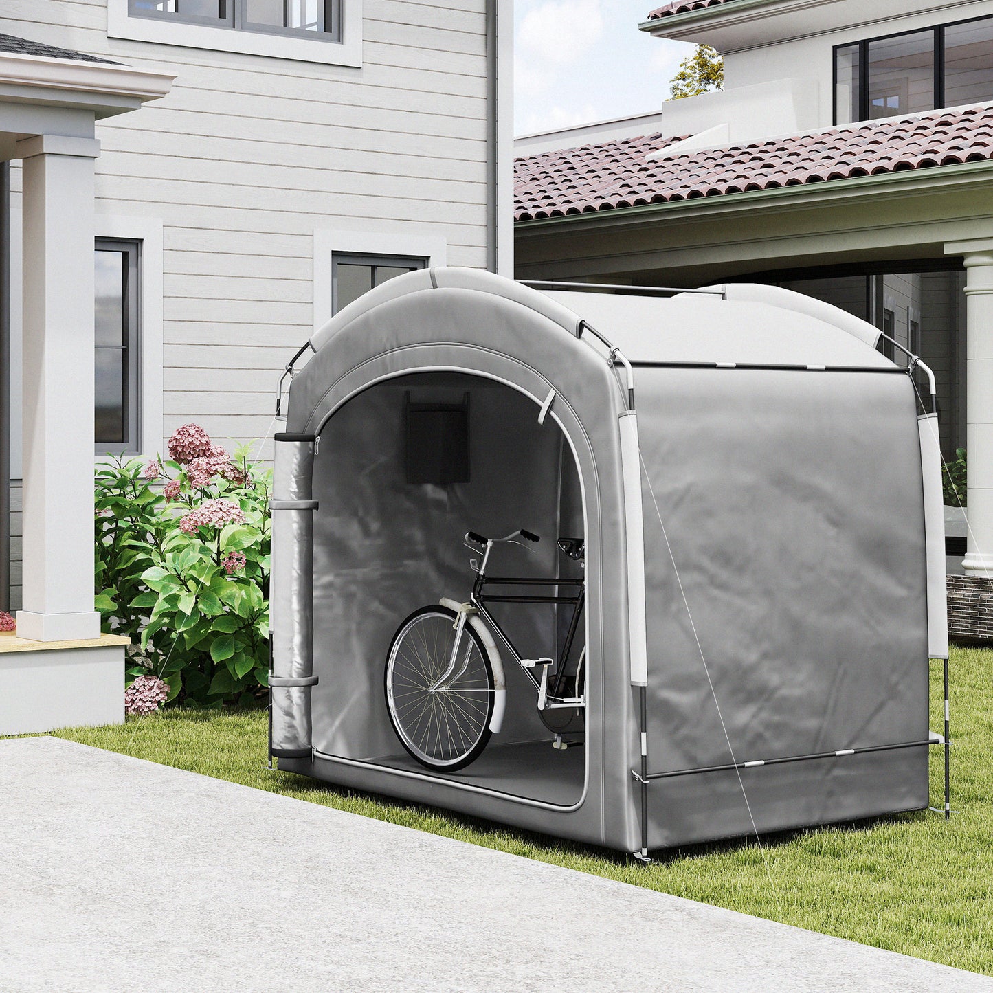 Portable Waterproof Bike Storage Shed for 3-4 Bicycles - Dark Gray