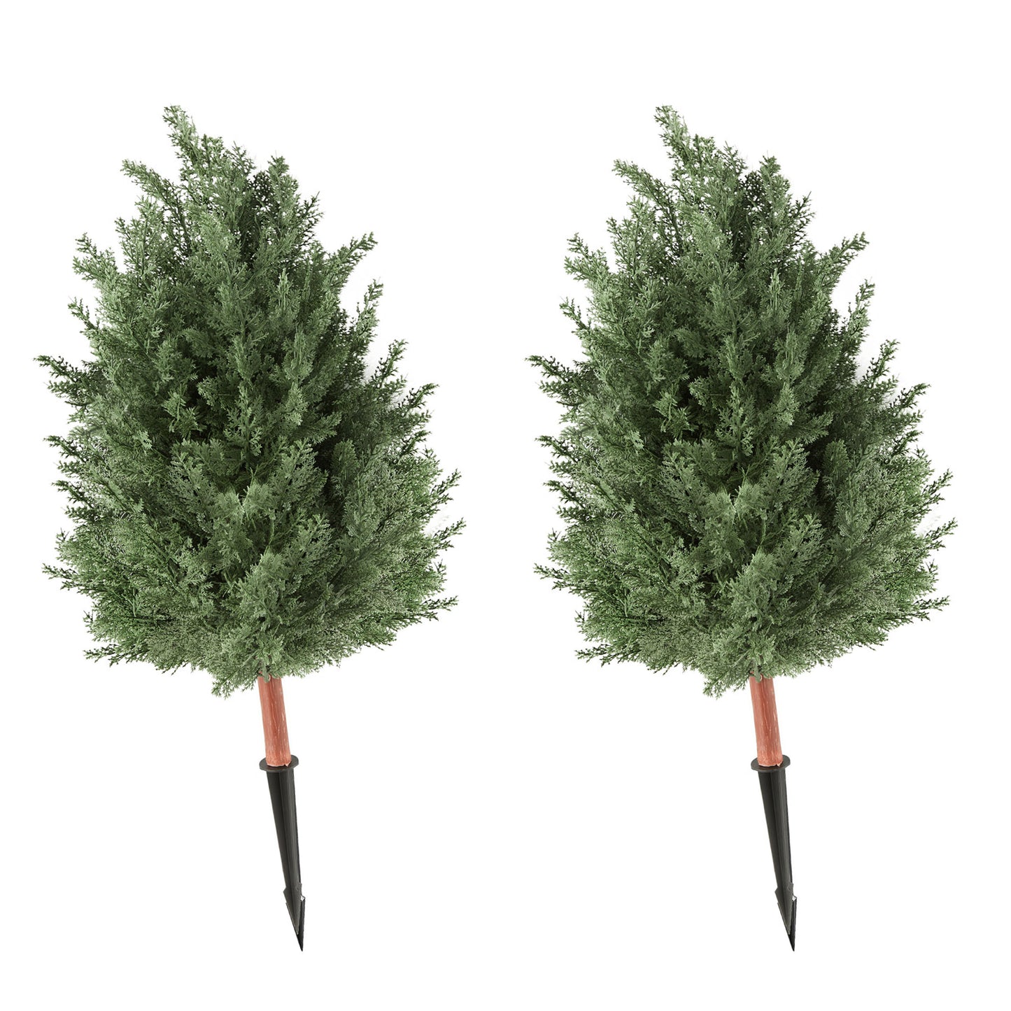 Artificial Topiary Cedar Bush Set of 2 - 3 Ft Faux Greenery for Indoor & Outdoor Gardens