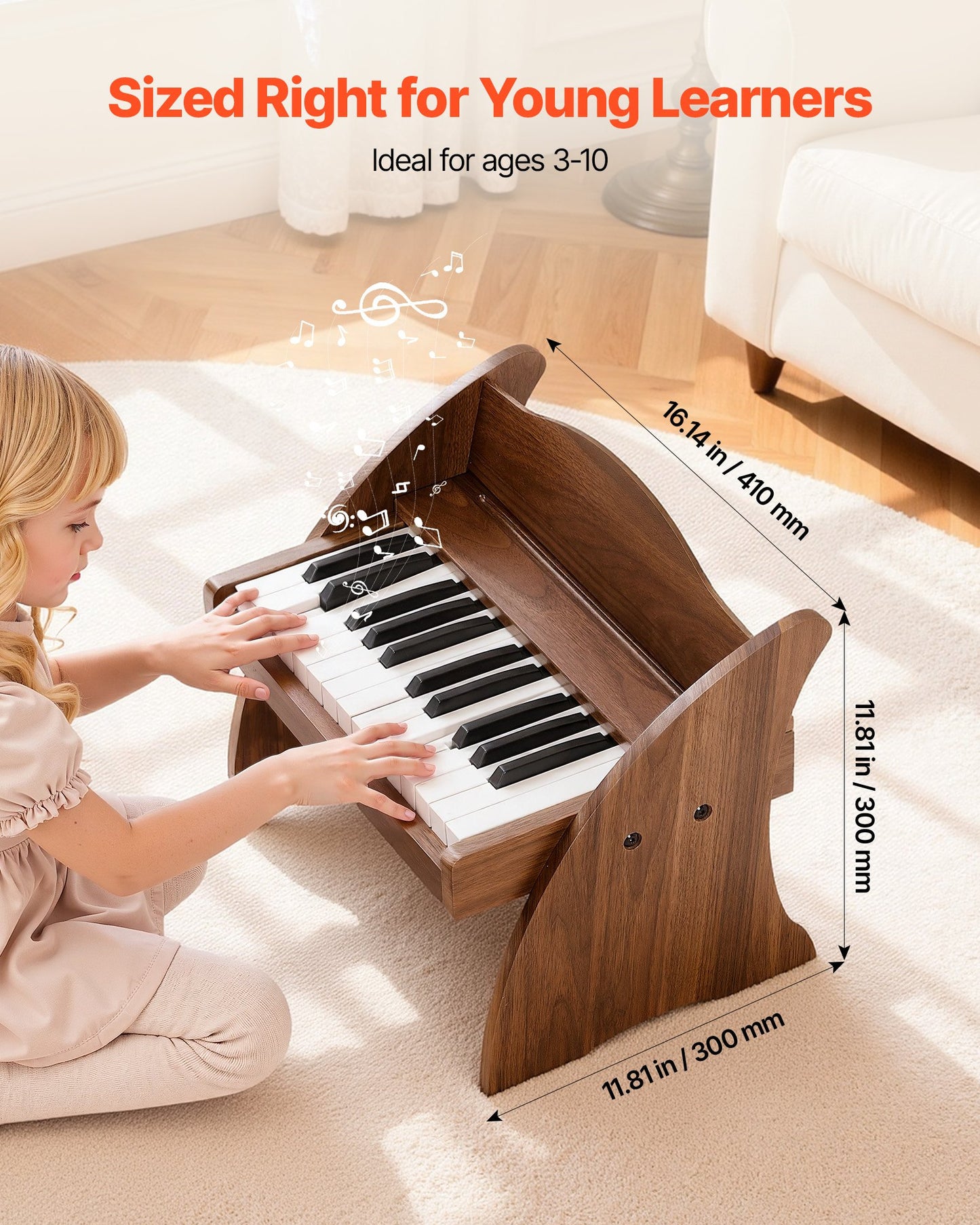Kids Wooden Piano Keyboard - 25 Keys Digital Musical Instrument for Toddlers