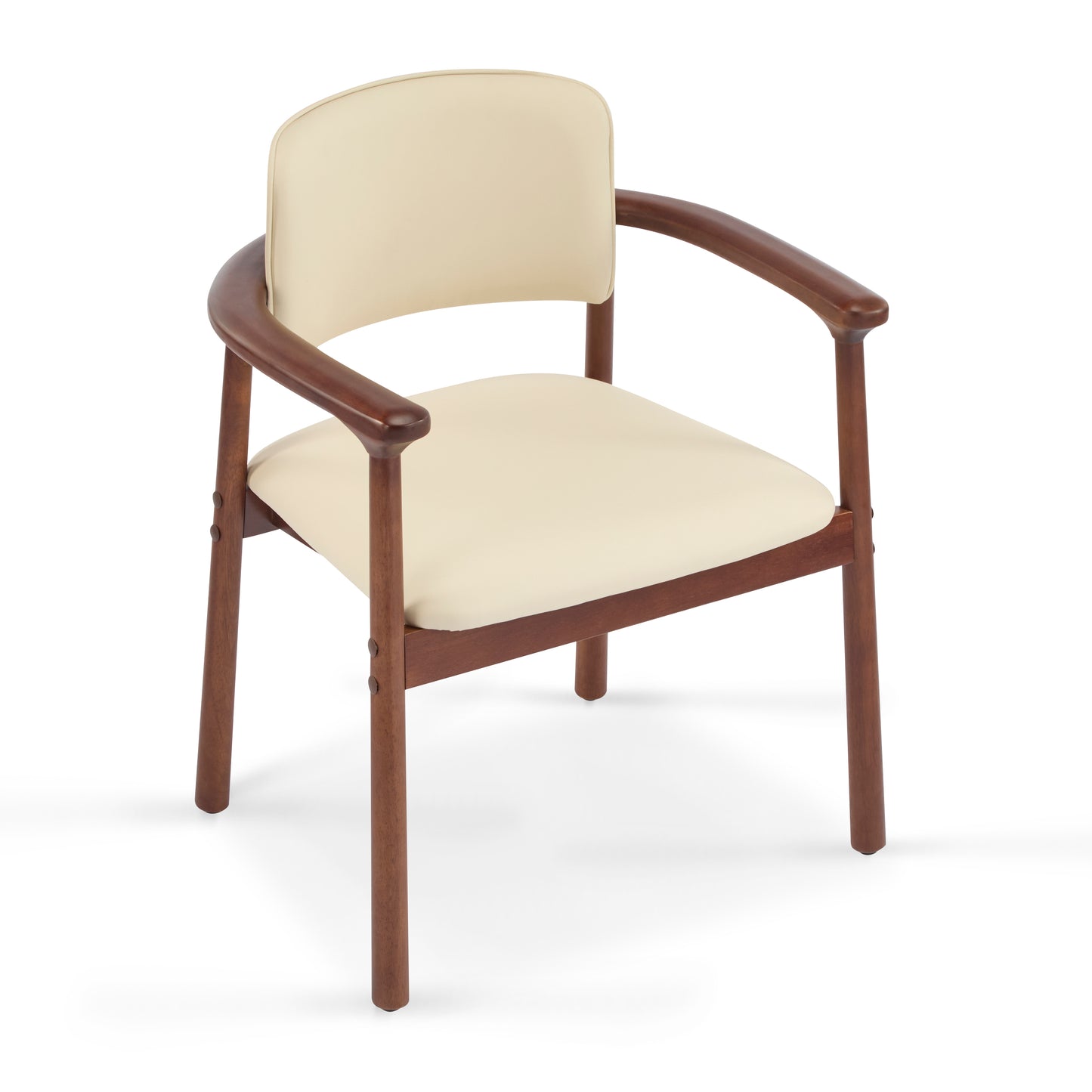 Sturdy Dining Room Chairs - Set of 2, Rubber Wood & PU Foam, Beige