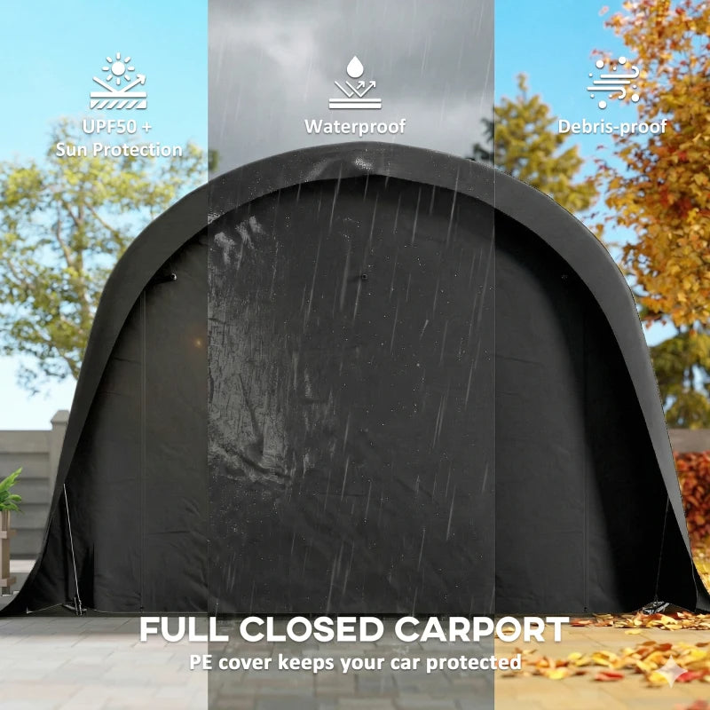 Heavy Duty Carport Garage Canopy Tent - UPF50 Waterproof Steel Frame, Dark Gray