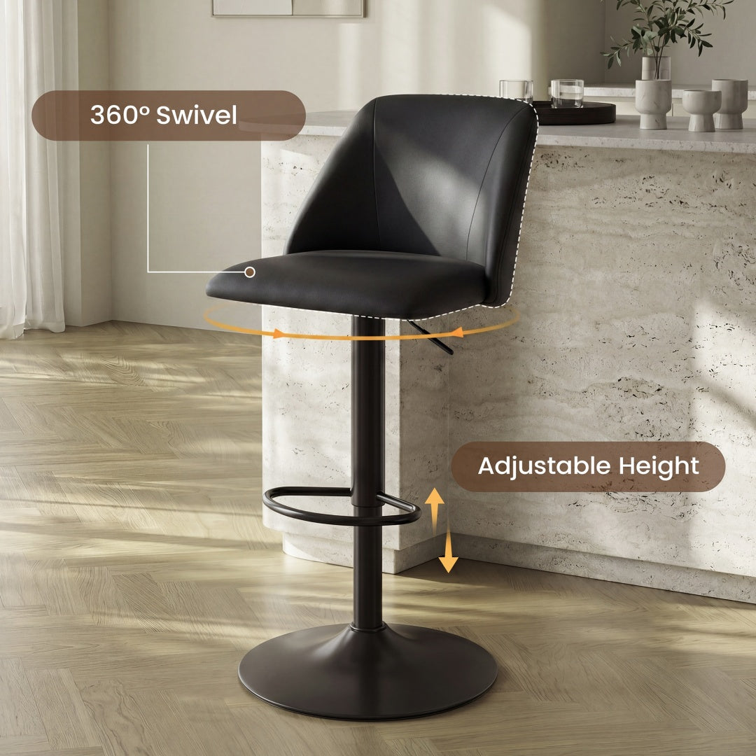 Adjustable Upholstered Swivel Bar Stools - Set of 1