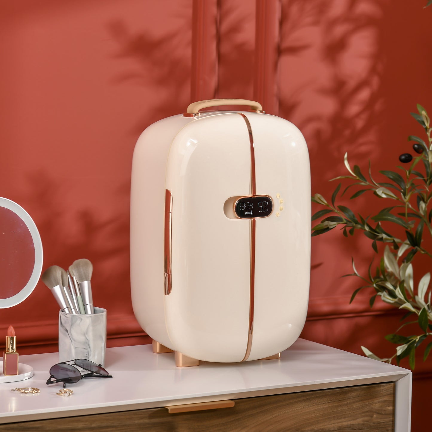 12L Portable Skincare Fridge with LED Display for Beauty & Makeup, White