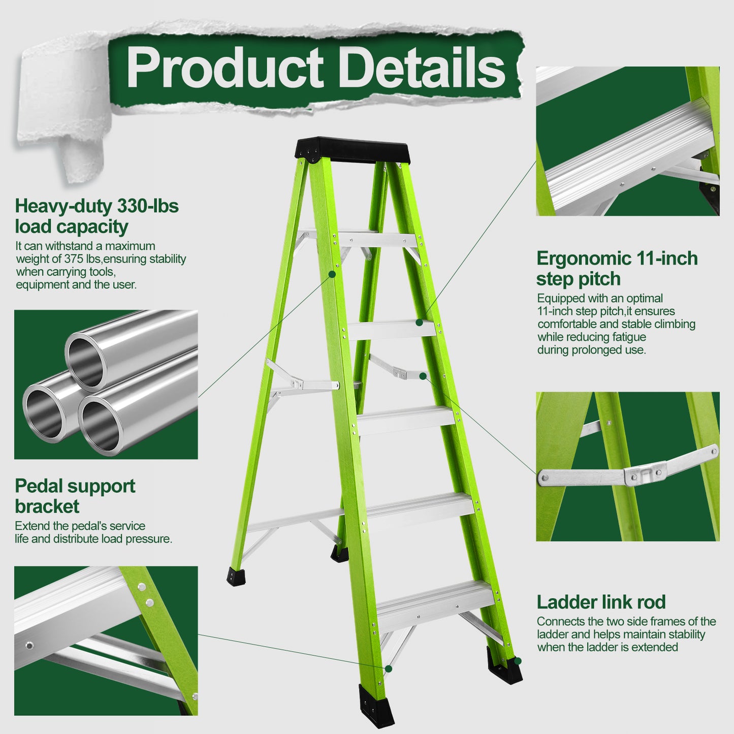 Fiberglass Ladder, Single-sided Stepladder For Electrical Engineering