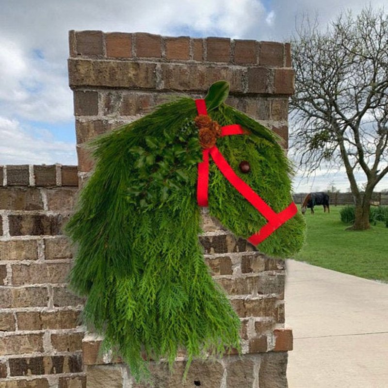 Farmhouse Christmas Wreath Decoration - Artificial Pine Branches, Green