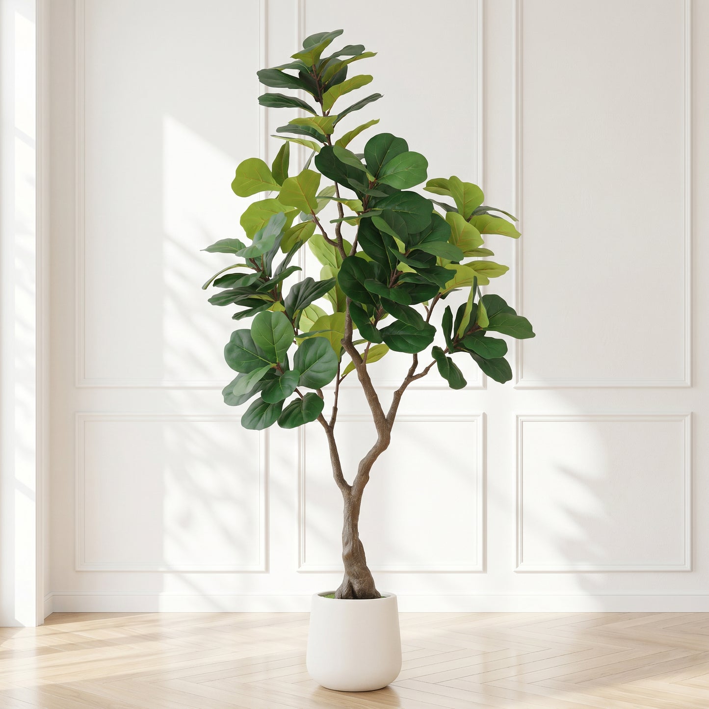 Artificial Fiddle Leaf Fig Tree in White Pot - 6FT Indoor Plant