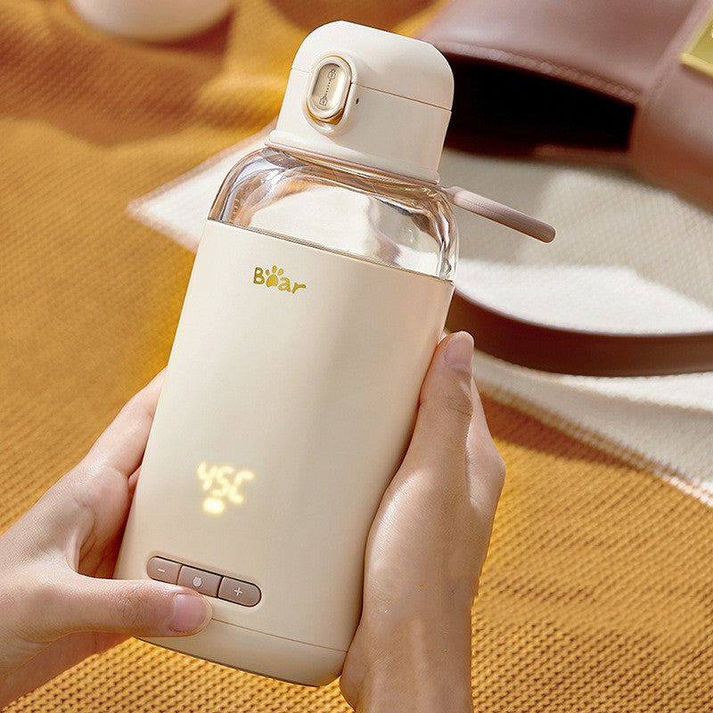 Wireless Portable Milk Mixer Cup with Thermostat USB & Beige