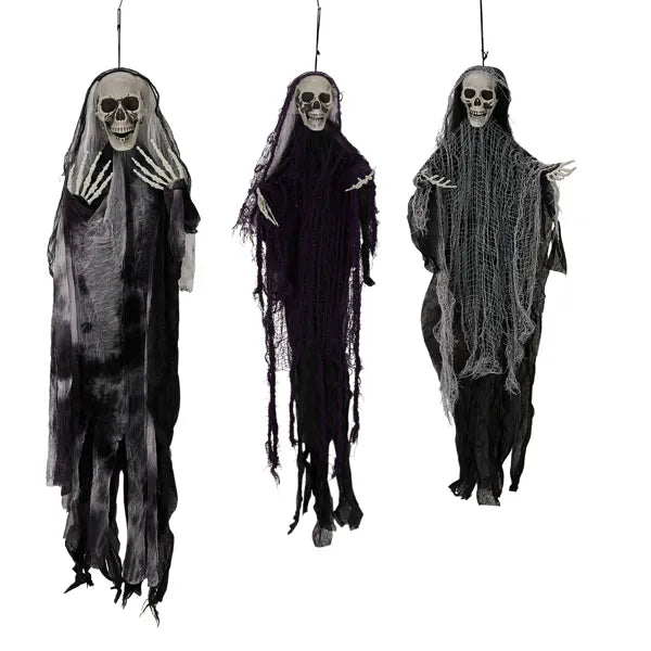 3 Pack Hanging Halloween Skeleton Ghost Decorations - Grim Reapers