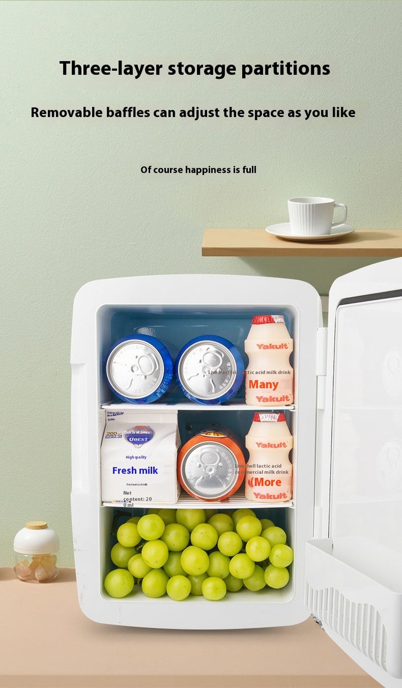 15L Car Refrigerator with Digital Display - Portable Mini Cooler for Dorm & Home
