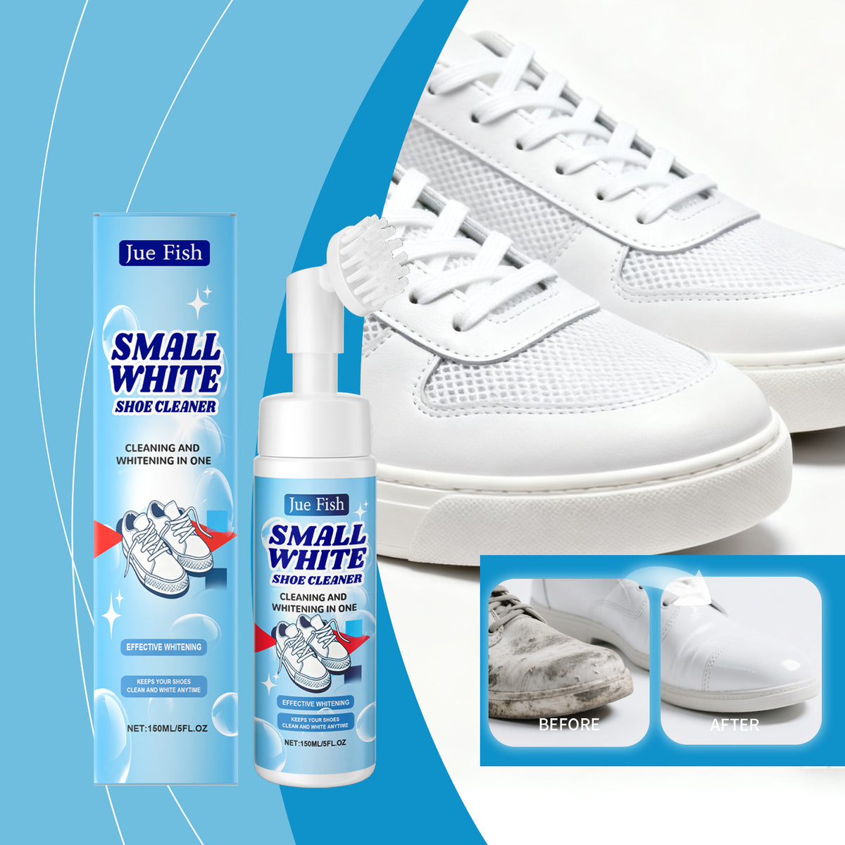 White Shoe Cleaning Foam 150ml for Daily Stains - Gentle & Easy to Use