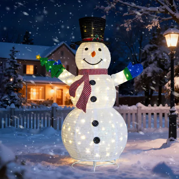 5.7FT Lighted Snowman with Tree - Christmas Outdoor Decor