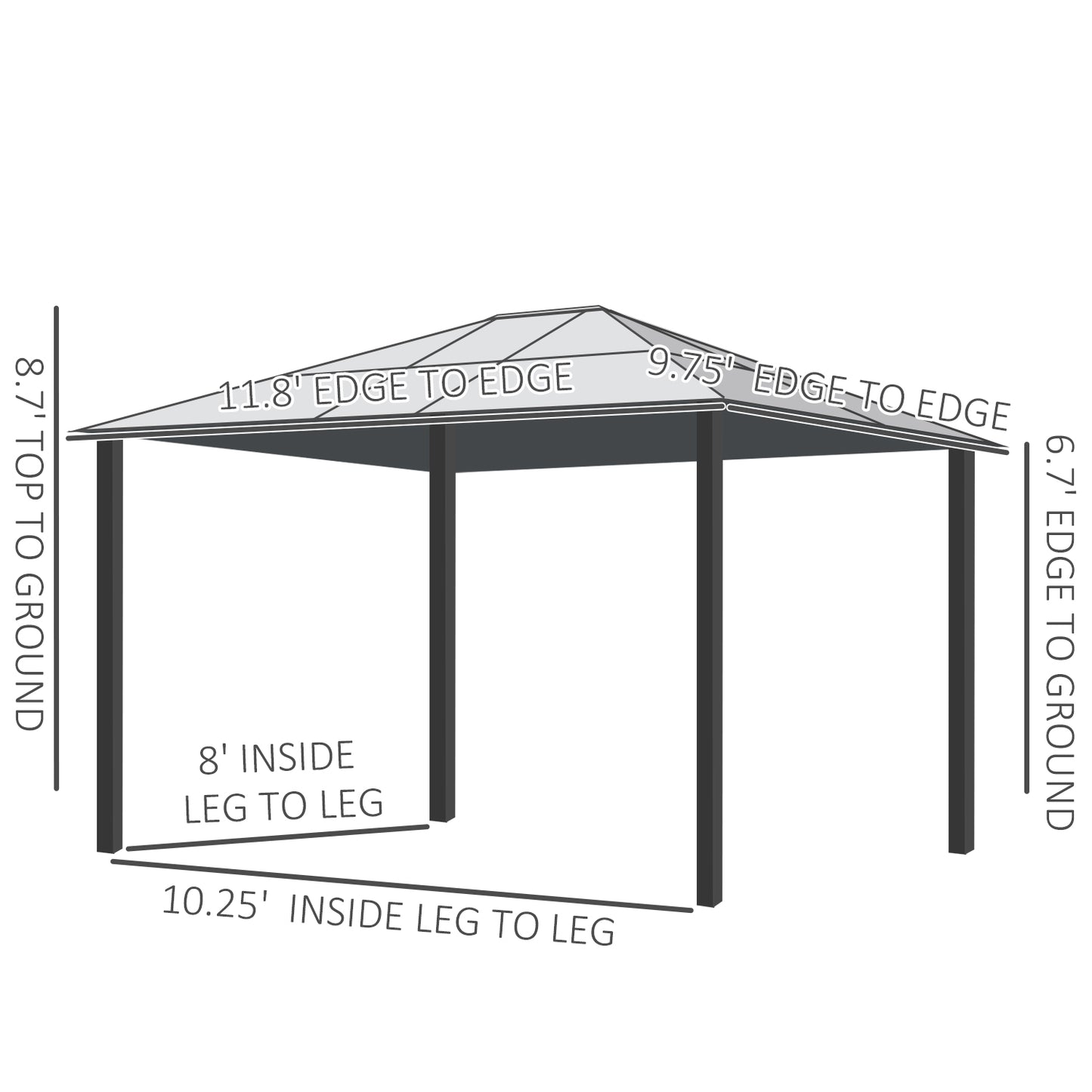 10' x 12' Hardtop Gazebo with Polycarbonate Roof & Netting