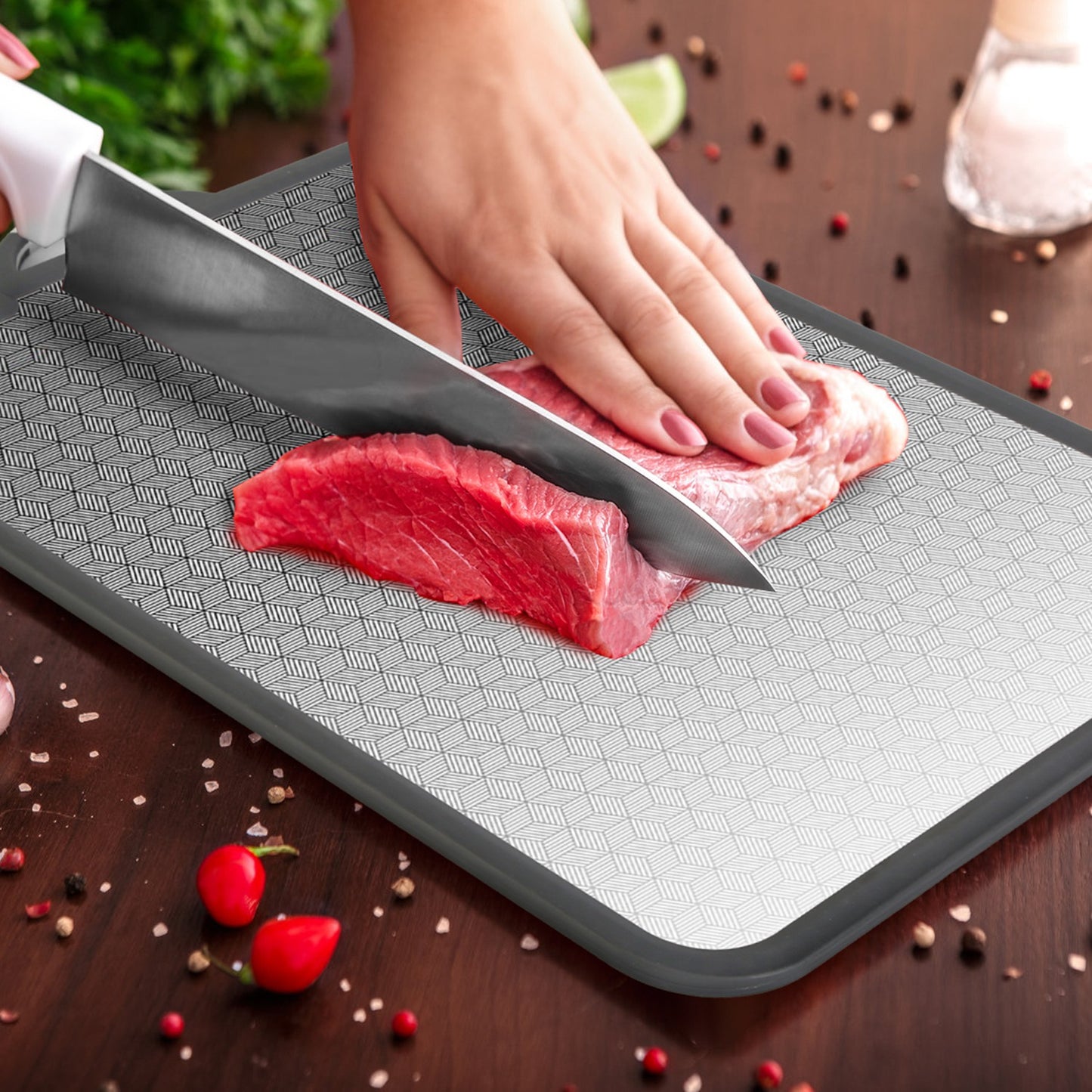 2-Piece Double-Sided Stainless Steel Cutting Board Set