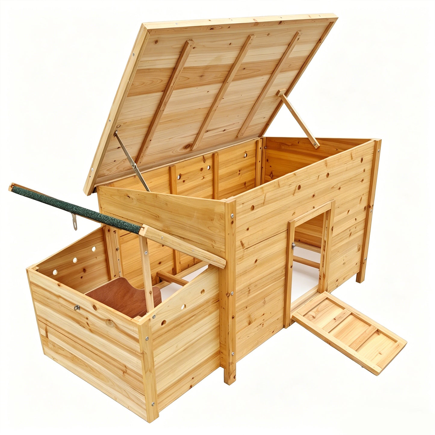 Natural Wood Chicken Coop - Solid Wood Construction