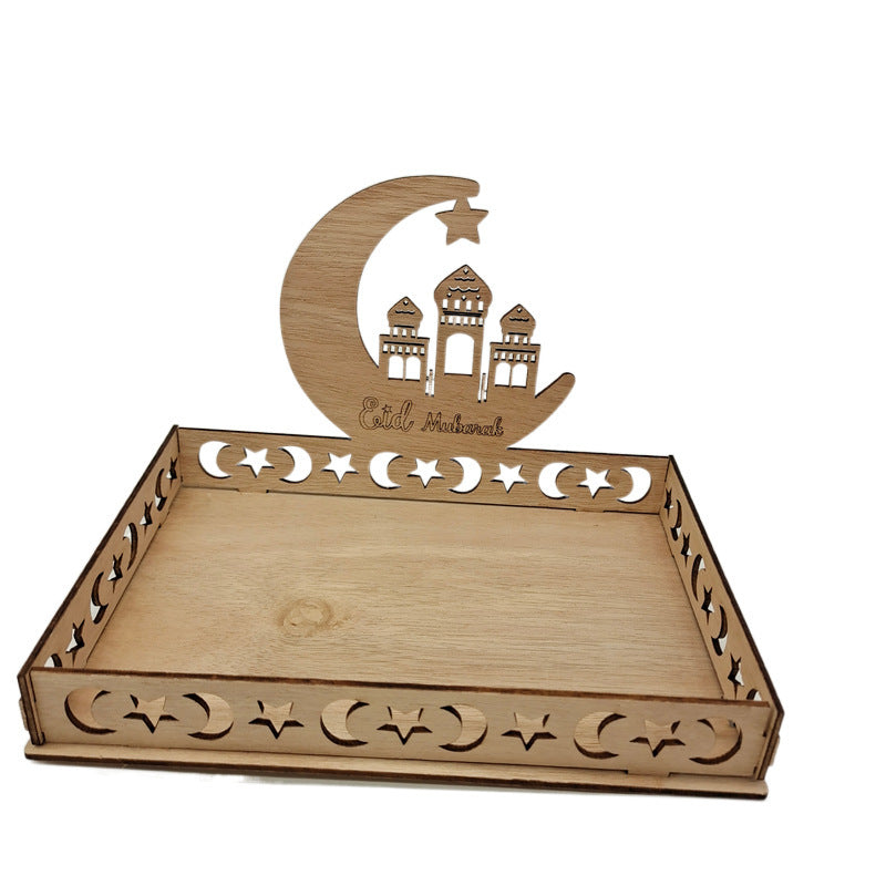 Wooden Moon Ornaments Holiday Decor Dessert Tray for Dining Table