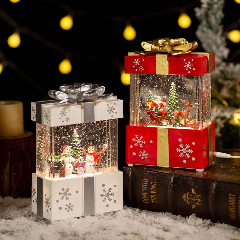 Christmas Gift Box with Crystal Ball Night Lamp and Ornaments - Multiple Colors