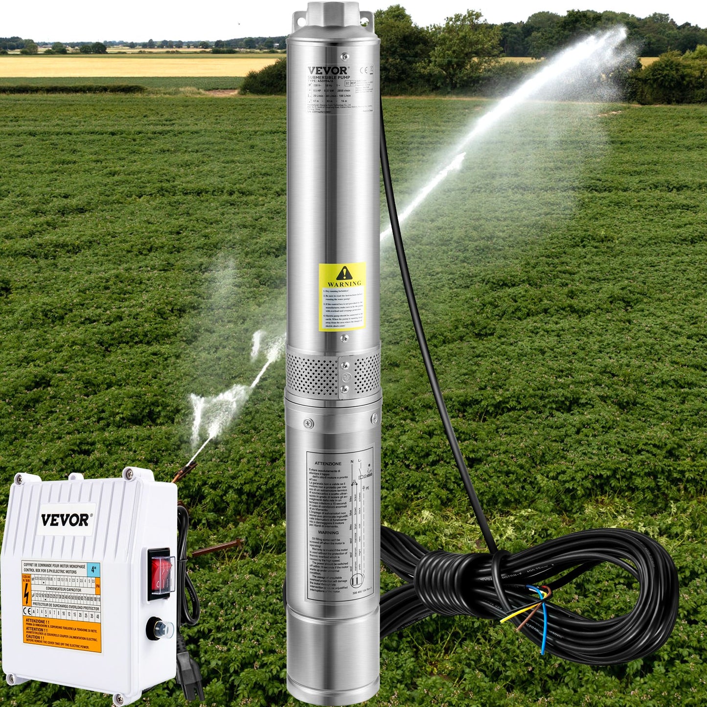 Deep Well Submersible Pump 2HP 230V Stainless Steel 37GPM 427ft Head
