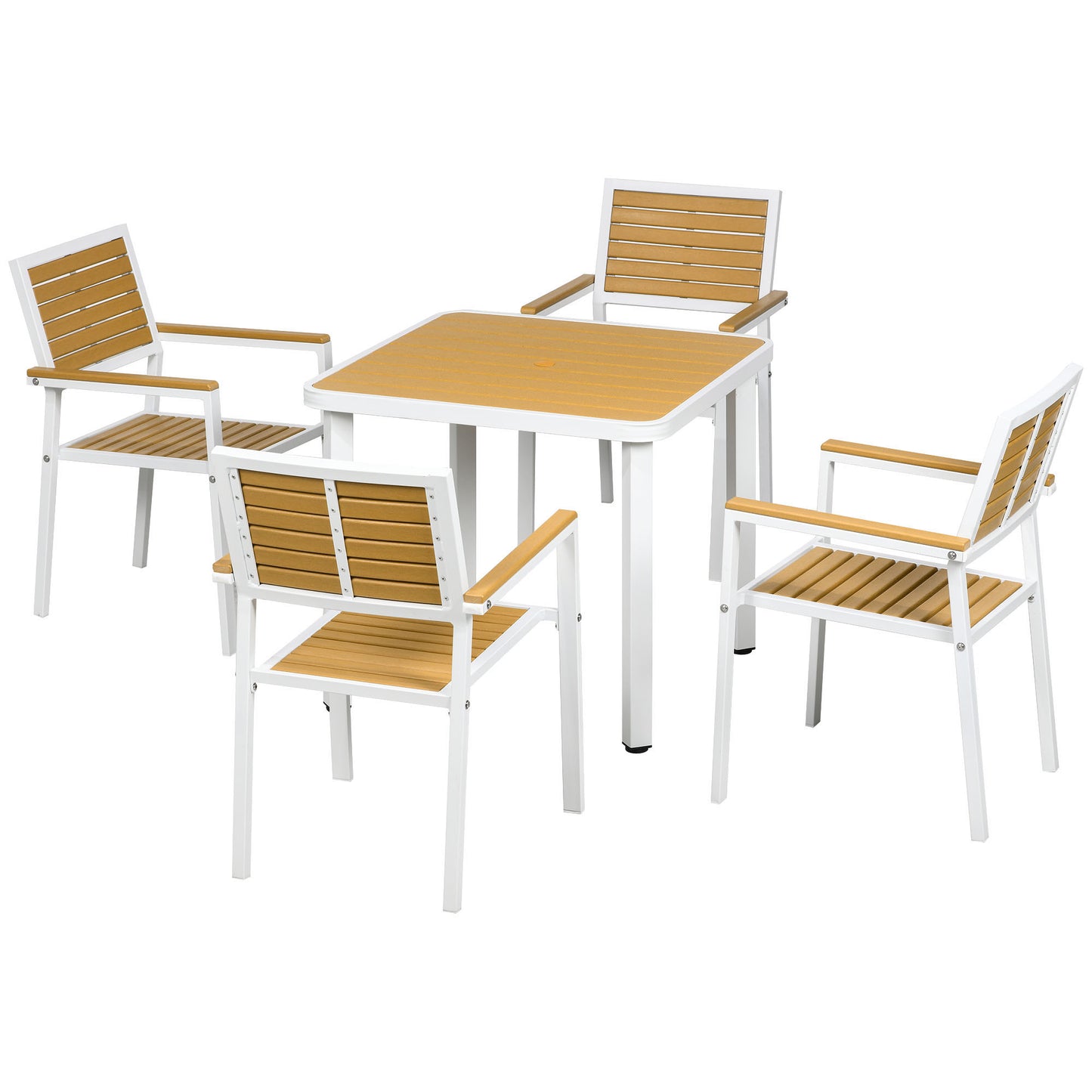 5-Piece Yellow Patio Dining Set with Umbrella Hole