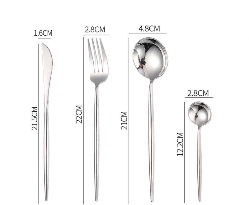 Nordic Style 304 Stainless Steel Western Flatware Set - Knife Fork Spoon Chopsticks
