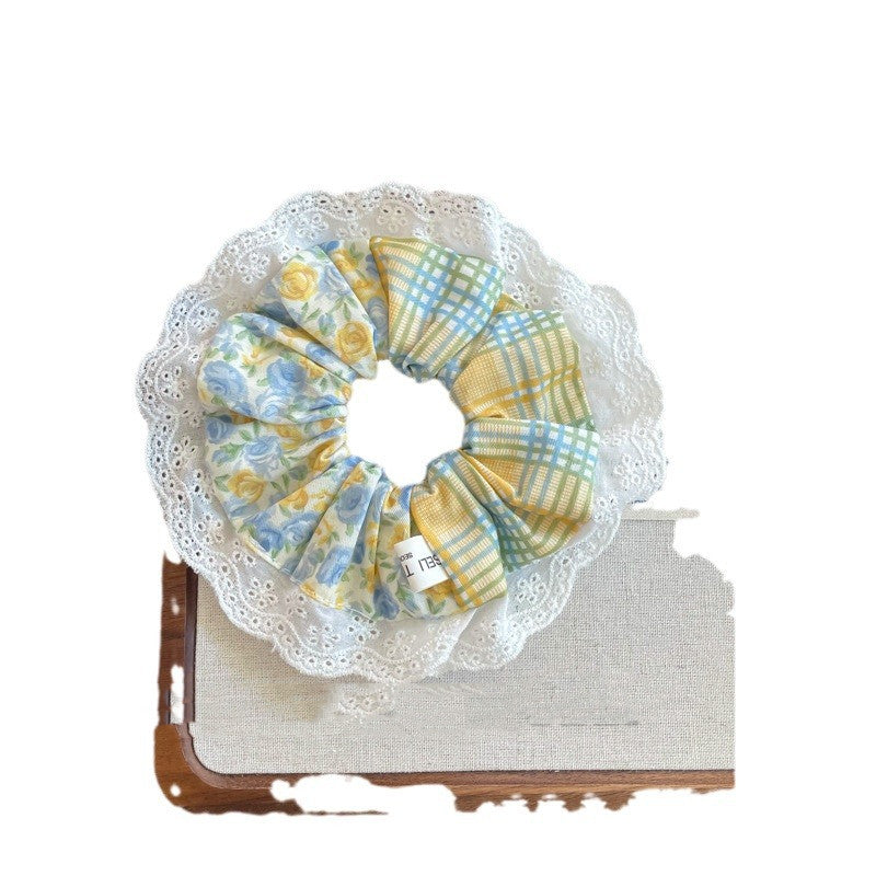 Floral Hair Ring with Fabric Design