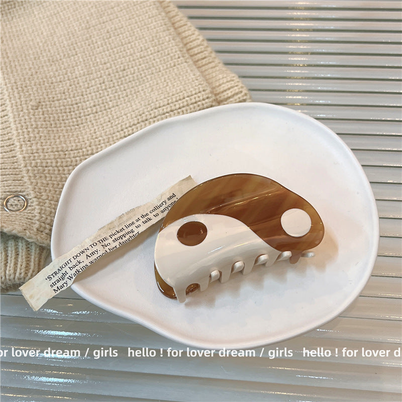 Korean Style Acetate Hairpin Semi-Circle Grab Clip for Back of Head
