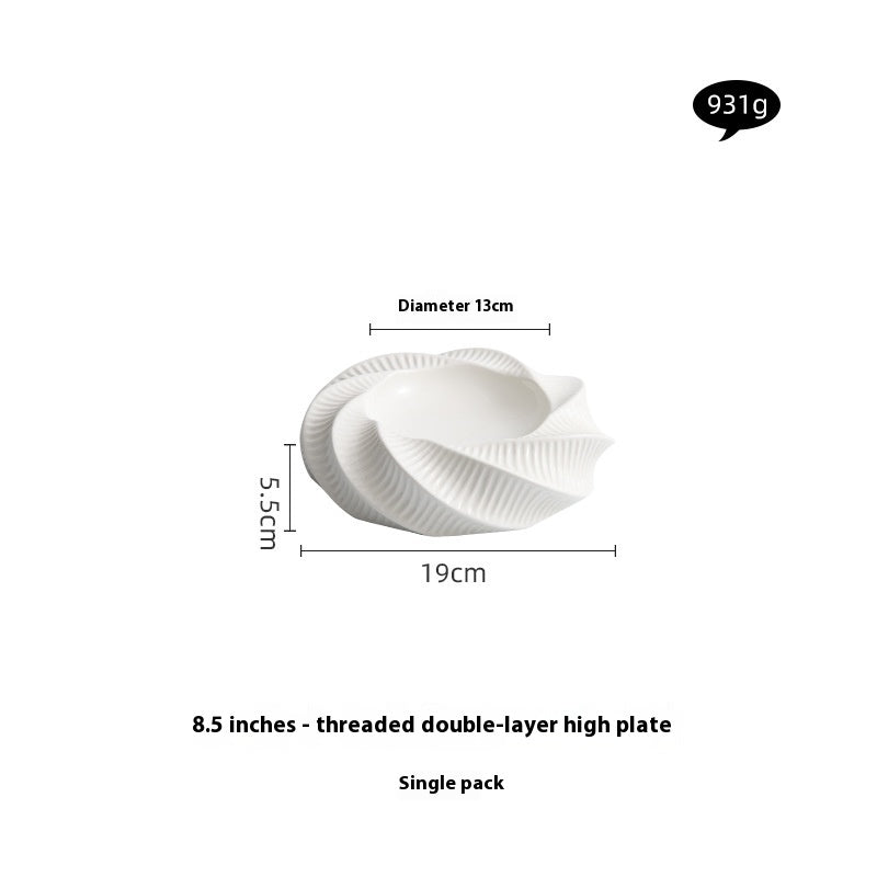 Double-Layer Creative Thread Pattern Ceramic Tableware Set - Assorted Sizes