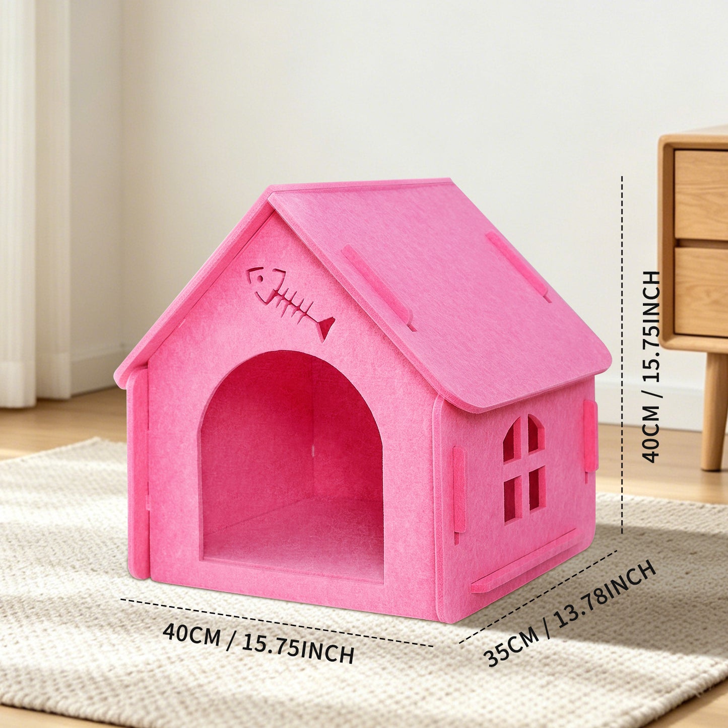 Pet Cat House with Self Pickup - Soft Cozy Cat Shelter in Multiple Colors