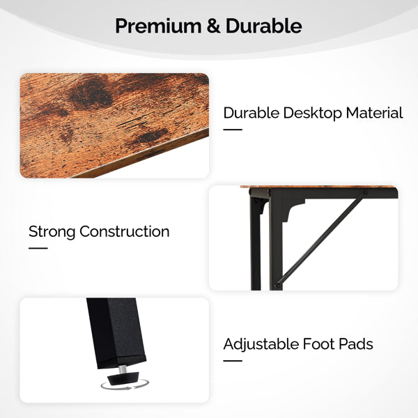 43-Inch Brown Bar Height Table - Durable MDF Top & Metal Frame