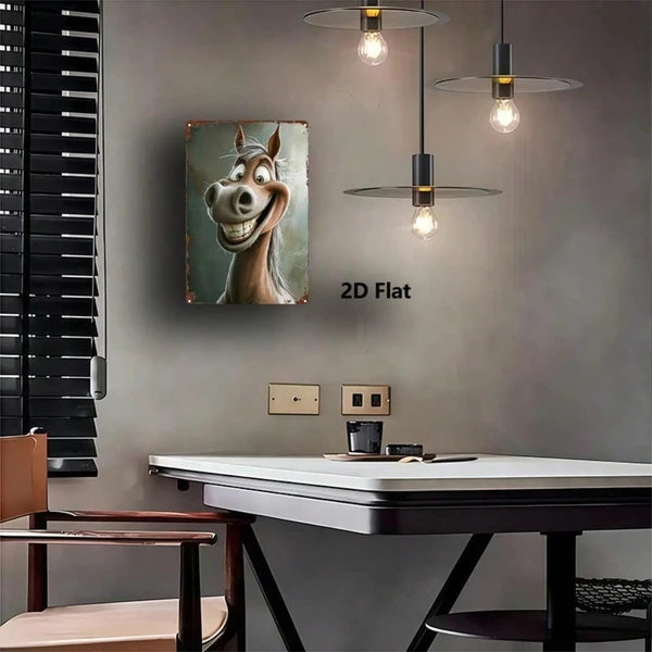 Retro Cartoon Horse Head Metal Sign - Vintage Wall Art 8x12 Inch
