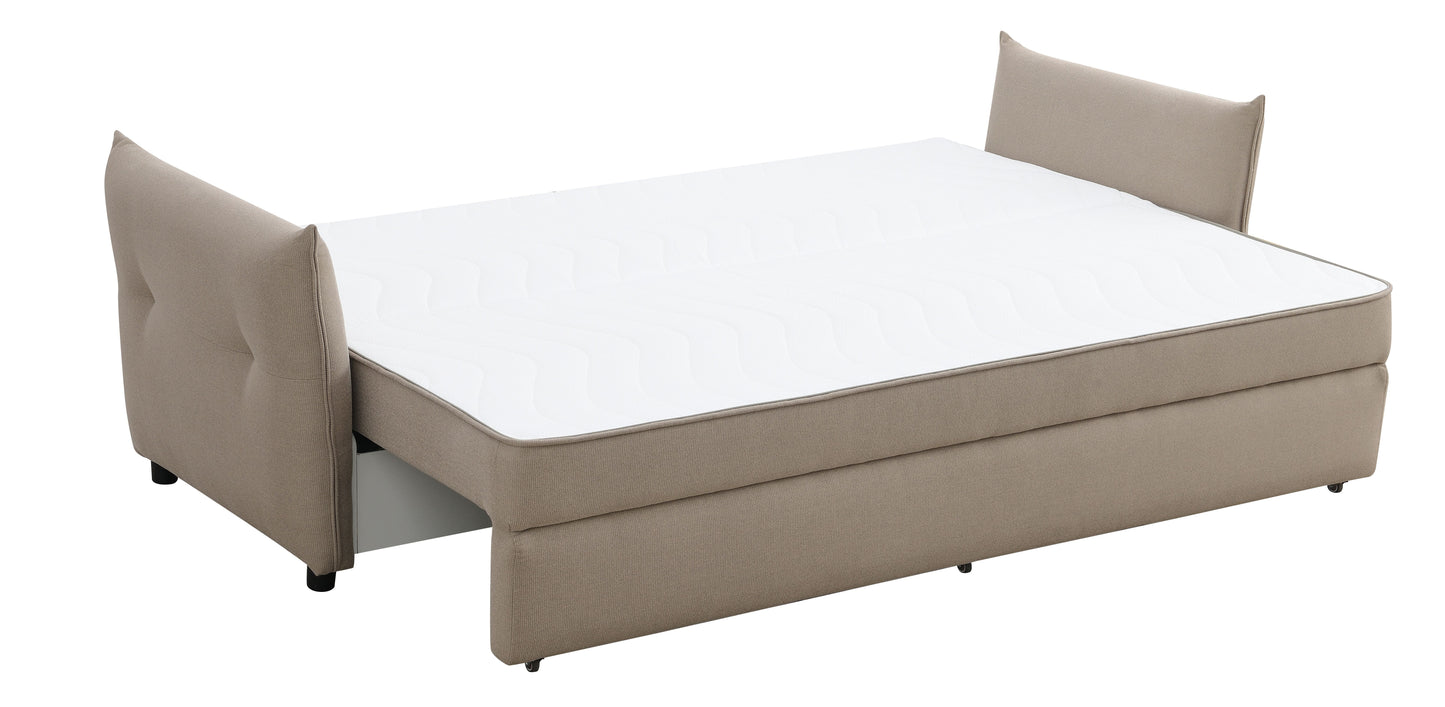 Pull-Out Fabric Sofa with Storage - Beige