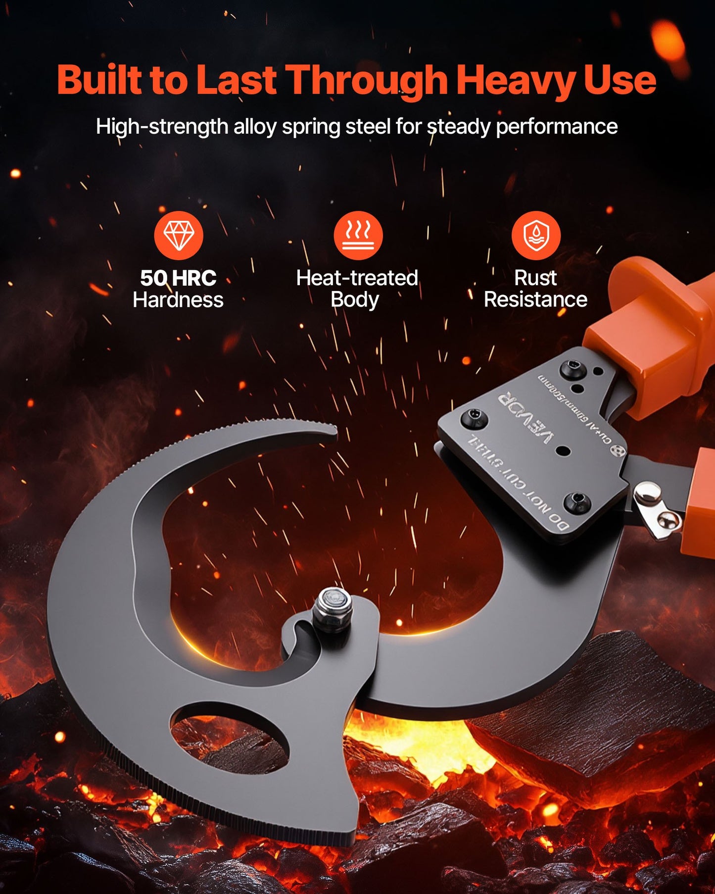 Heavy Duty Wire Cutter for Copper & Aluminum Cables Up to 500mm², Spring Steel Blades