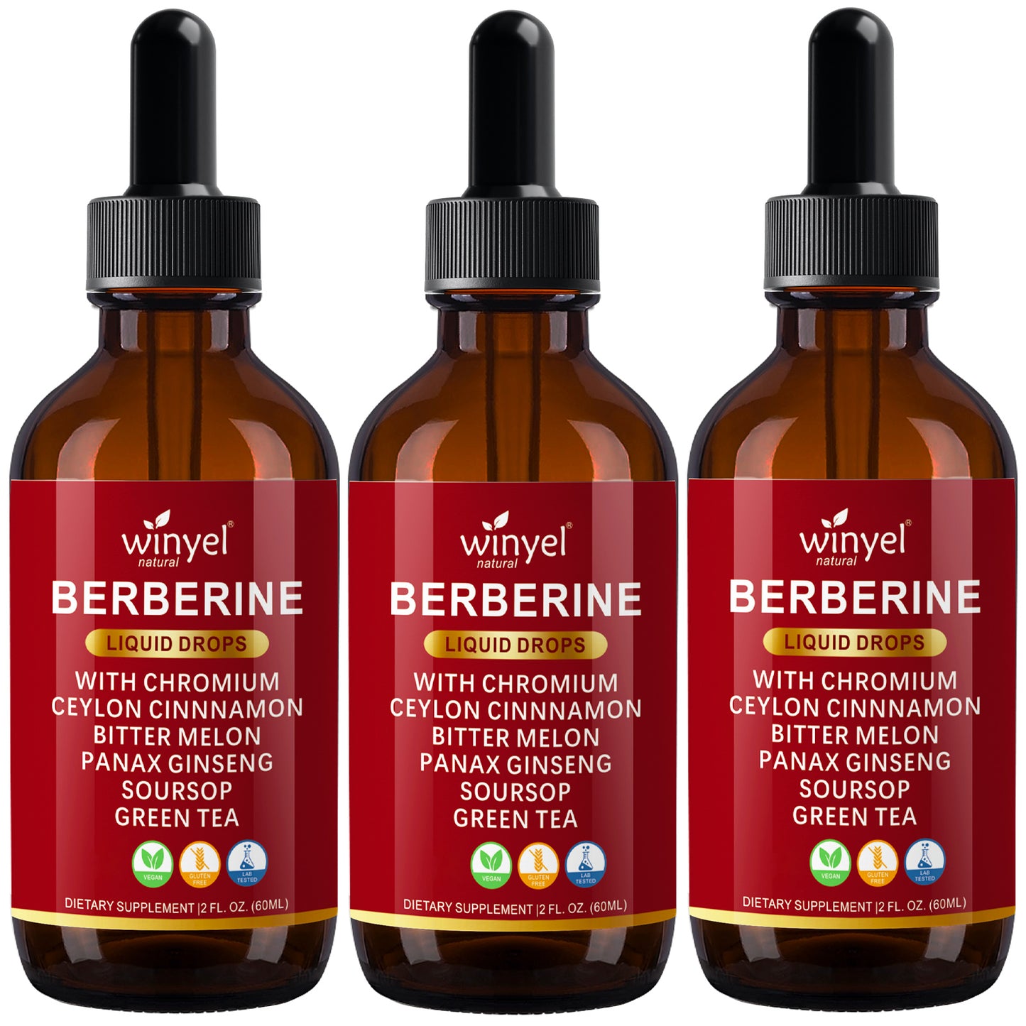 Organic Berberine and Ceylon Cinnamon Liquid Drops with Herbal Complex