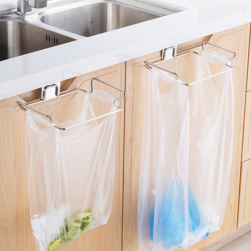 Multi-Functional Kitchen Stainless Steel Garbage Bag Storage Rack - Modern & Durable